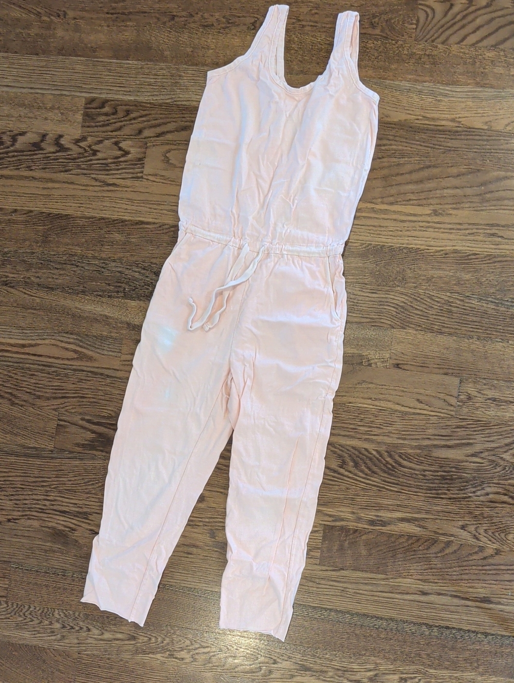 Frank & Eileen Pale Coral/Pink Sleeveless Drawstring Jumpsuit